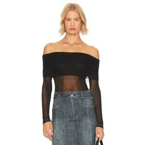 SER.O.YA Idalia Top in Black Medium New Womens Sheer Long Sleeve Blouse